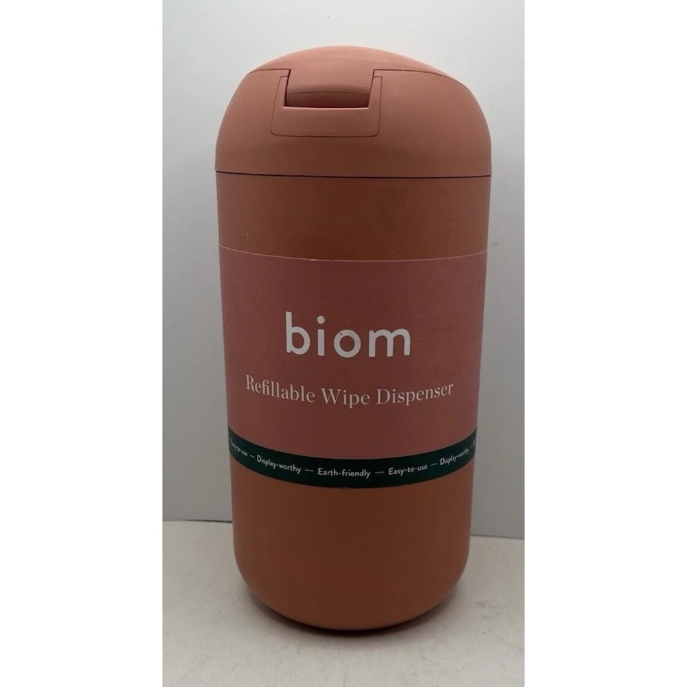 Biom Refillable Wipe Dispenser Terracotta Pink New Airtight Magnetic Lid Eco